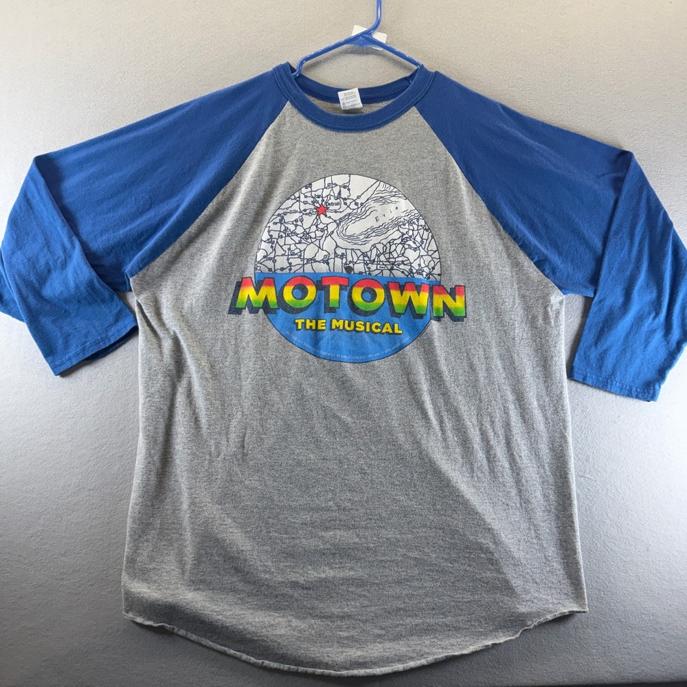 Motown The Musical Raglan Shirt Augusta Sportswear 2XL Grey Blue 3/4 Sleeve Tee